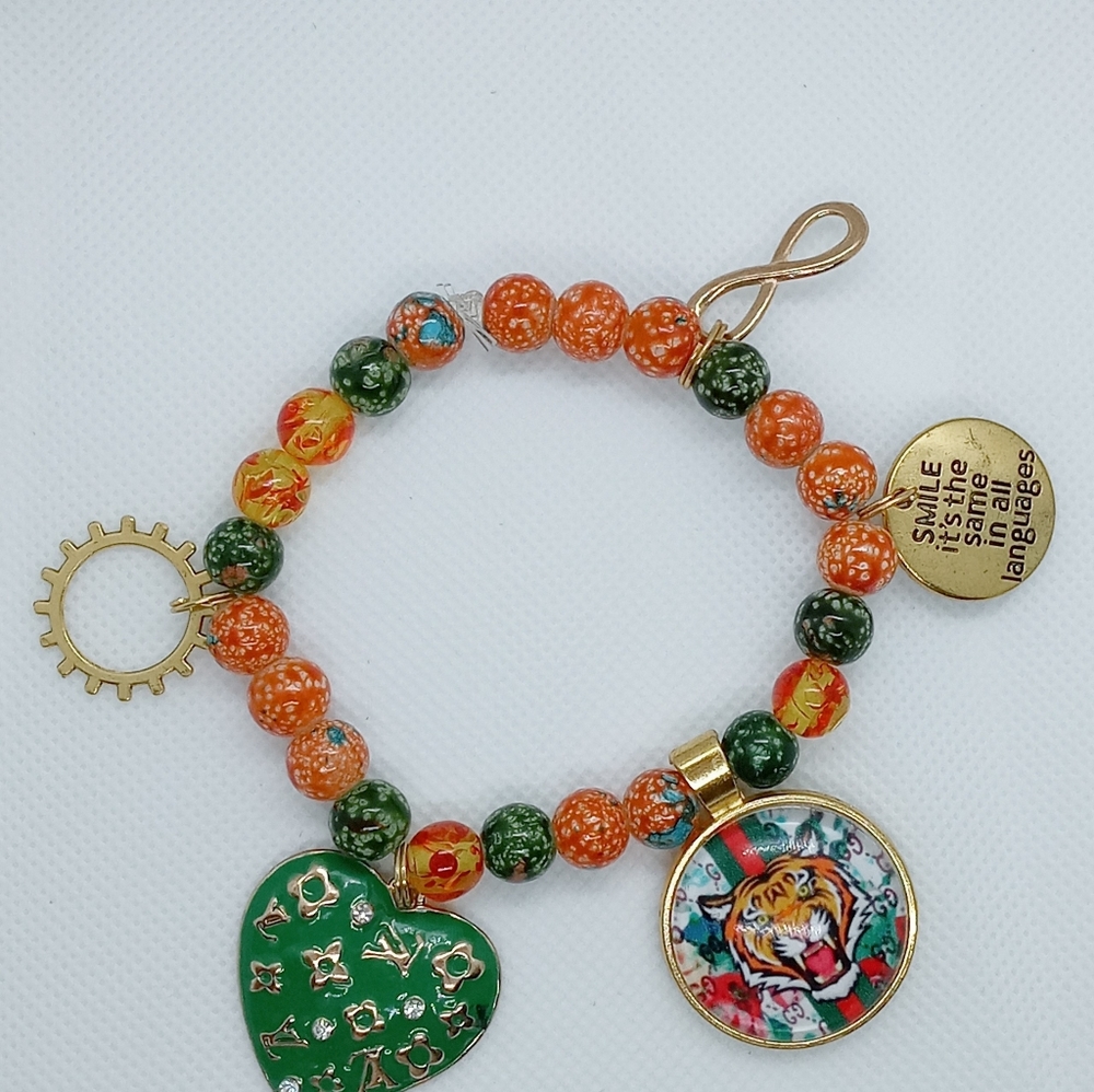 3 Tone Glass Marble Charm Beaded Set